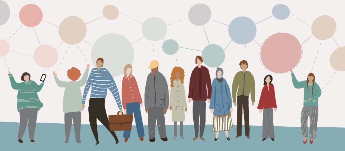 Illustration verschiedener Fachkräfte im Fachkräfteportal